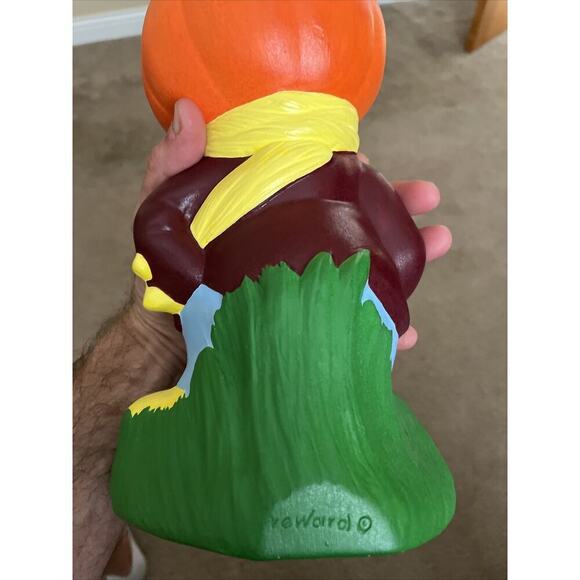Vintage 13" Yozie Mold Ceramic Painted Pumpkin Head Scarecrow Halloween Decor - Picture 13 of 16